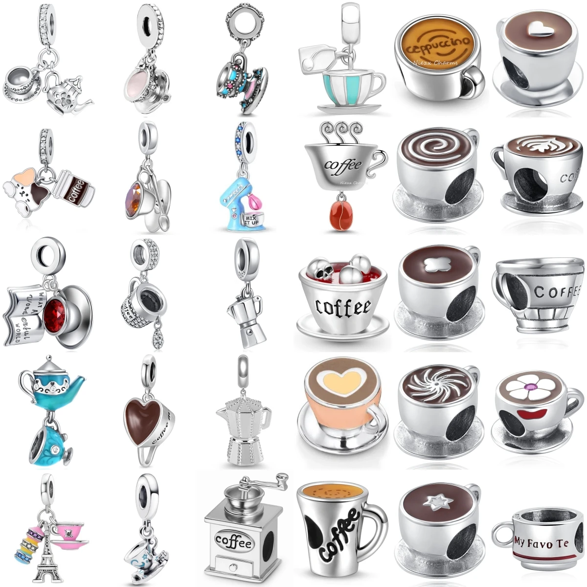 

Брелоки для послеобеденного чая, серия, кофейные напитки, подвески, подходят для оригинального браслета, брелок из бисера, сделай сам, женские ювелирные изделия, подарок, 925, посеребрение