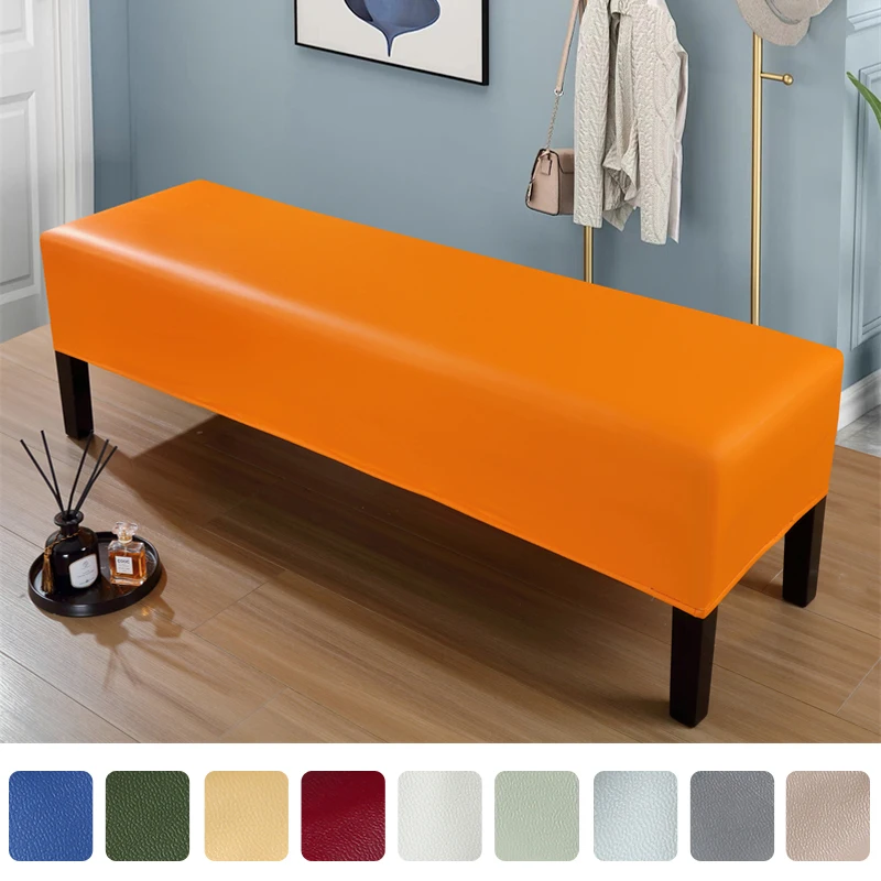 waterproof PU Leather Long Bench Cover Piano Chair Bedside Chair Slip-off Shoe Bench Cover Home Decor Accessories