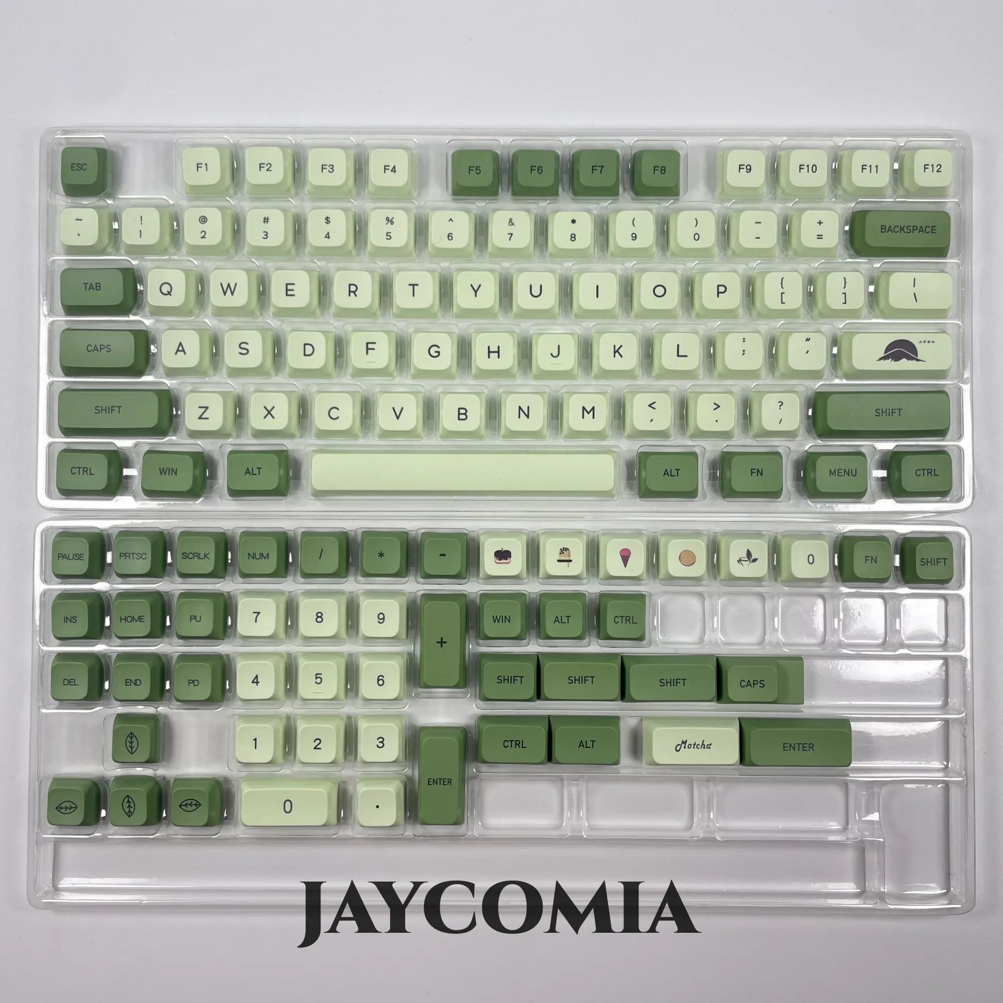 XDA-Profile Matcha Keycaps, Inglês, Russo, Coreano, Japonês, PBT Dye Sub, 127 Keys for Gaming Mechanical Keycaps, RK61, GK68