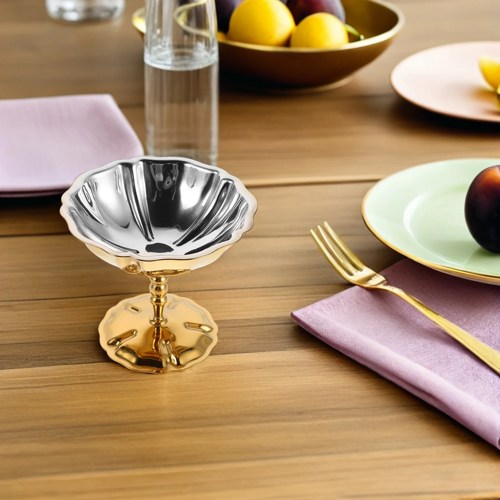 Tazones de Postre de Acero Inoxidable, Copas con Base para Helado, para Pudín, Yogur, Ensalada de Frutas, Servicio de Fiestas, Copa de Metal para Condimentos