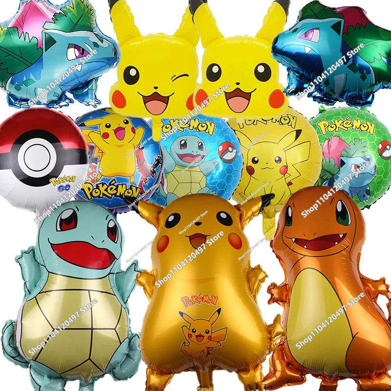Pokemon-Luftballons-Set, Pikachu, Pokemon-Ballballons, 71,1 cm, goldfarbener Zahlenballon, 0–9, für Kinder, 1–9, Geburtstagsparty-Dekorationen