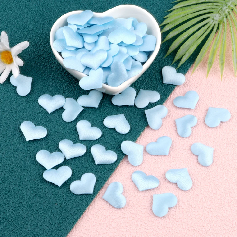 100/200pcs 2cm Padded Fabric Throwing Petals Love Heart Table Wedding Party Decoration Valentines Day Decorations Party Supplies