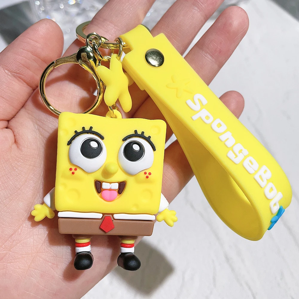 Kawaii spongebobed patrick star squidward tentakles krabs boss schlüssel bund cartoon niedliche tasche anhänger zubehör spielzeug für mädchen geschenk