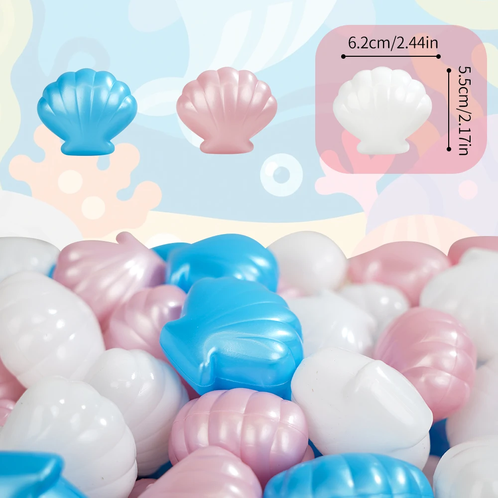 100 Uds. Bolas de hoyo serie Pearl, bolas de plástico suave rosa, azul y blanco a prueba de aplastamiento para niños, fiesta, playa, juguetes de verano