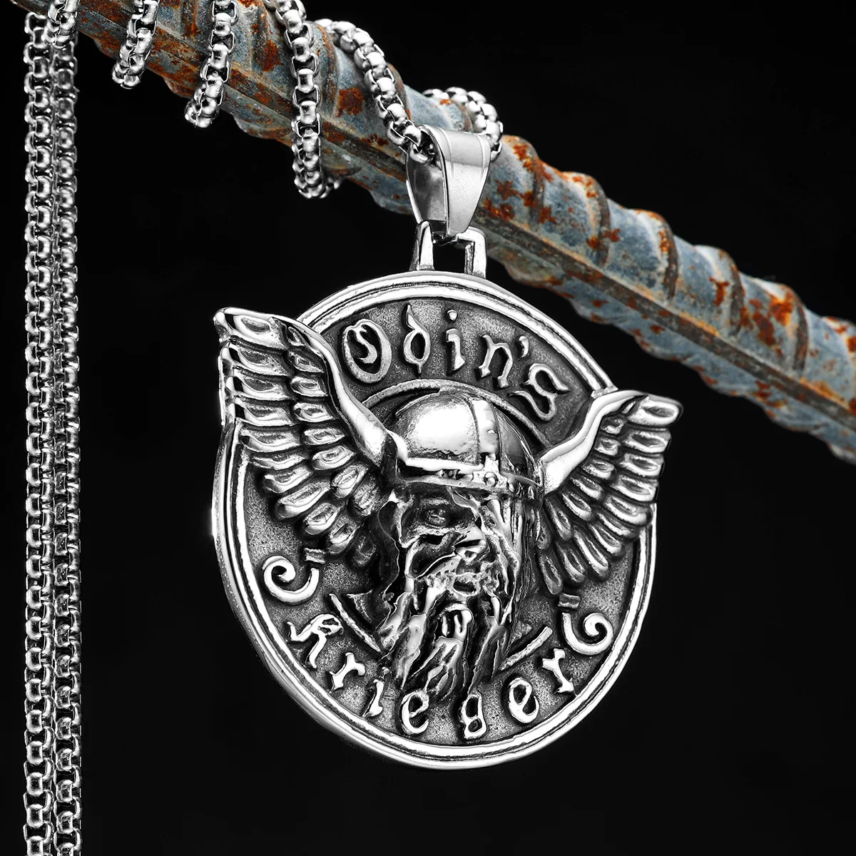 Viking Odin's Triangle Men Necklace With Stainless Steel Pendant Wings Trendy Jewelry For Male Women Punk HipHop Gifts Wholesale