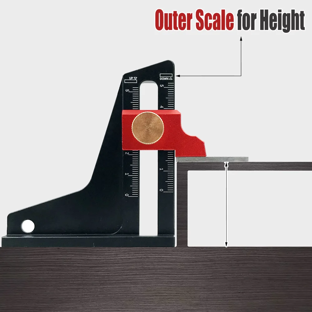 For Setting 0-50mm Router Table Height Gauge  Adjustable Table Saw Depth Gauge with Height Lock Aluminum Measuring Gauge