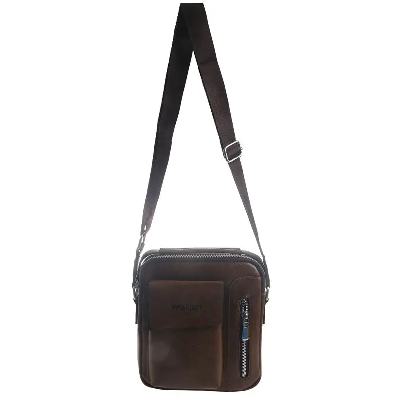 Weixier-Bolso de mensajero Vintage para hombre, bandolera de cuero Pu, Retro, con cremallera