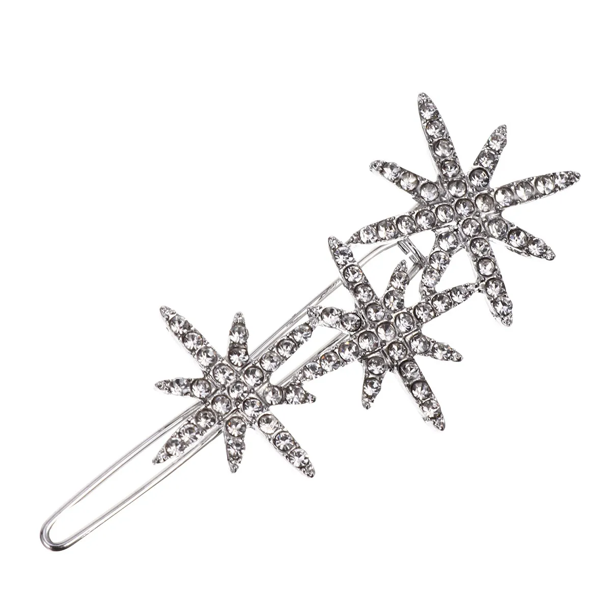 Snowflake Star Rhinestone Hair Clips for Women – Shiny Alloy Christmas Party Hair Accessories