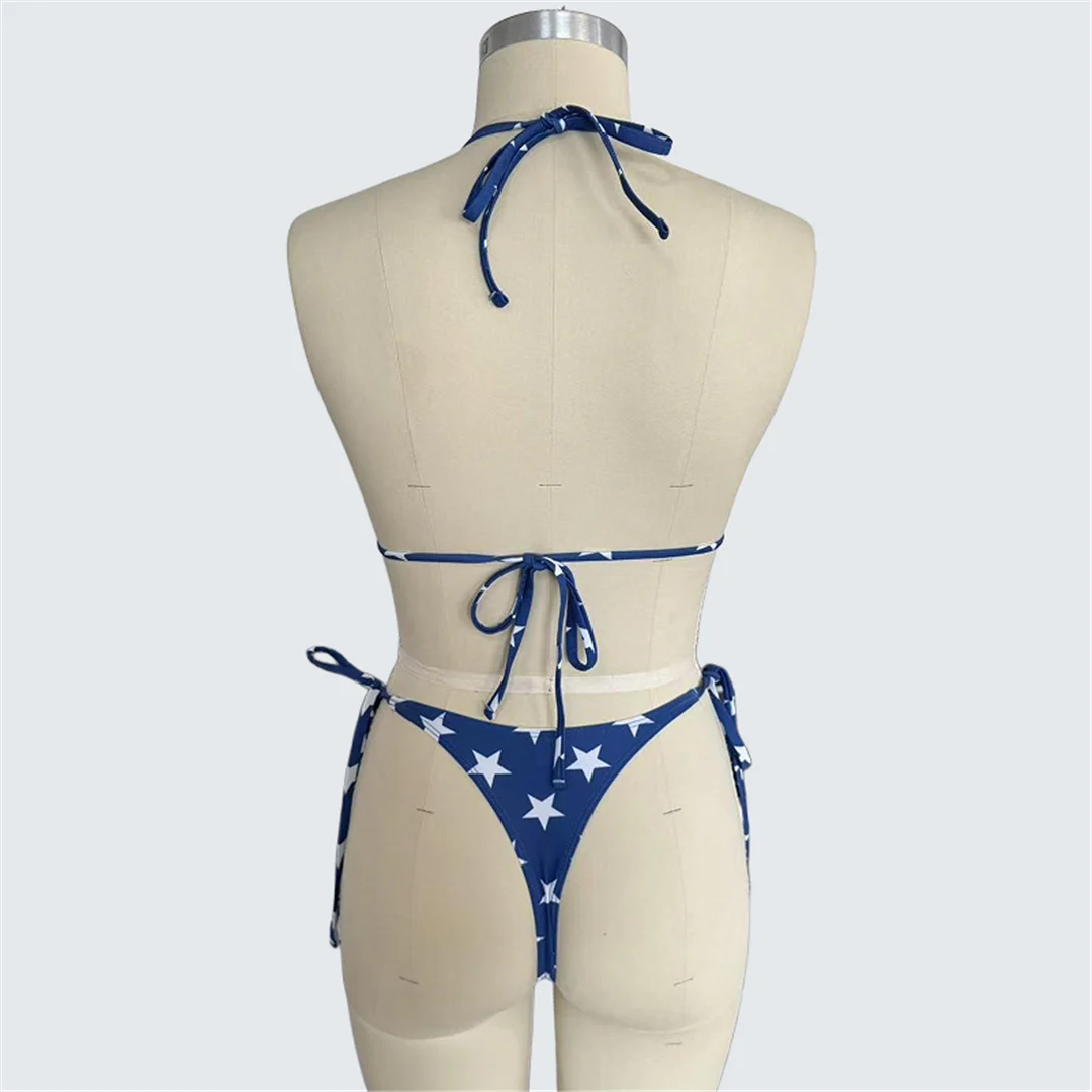 S - XXL, Bikini mit Flaggenmuster, Damen-Badeanzug, zweiteiliges Bikini-Set, Badebekleidung mit Trägern, Badeanzug, Modell V7555. – Detail 9