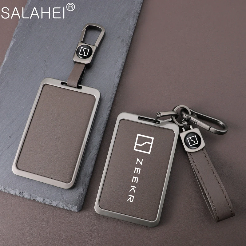 Zinc Alloy Leather Car Key Case Full Cover For ZEEKR 001 009 Smart Card Keyless Protection Fob Accessories Auto Keychains Keybag