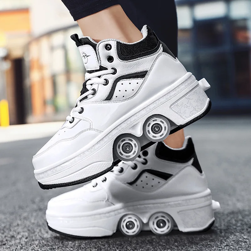 Generation 4-Wheel Retractable Roller Skates, Auto Retract Skate Shoes for Teens & Adults, Breathable High Load Capacity Sturdy