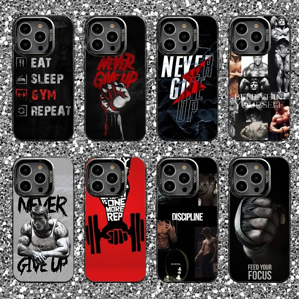 

Fitness Bodybuilding Gym Phone Case For iPhone 16,15,14,13,12,11,Pro,XS,Max,Plus,Mini,SE Black Candy Matte Shockproof Cover
