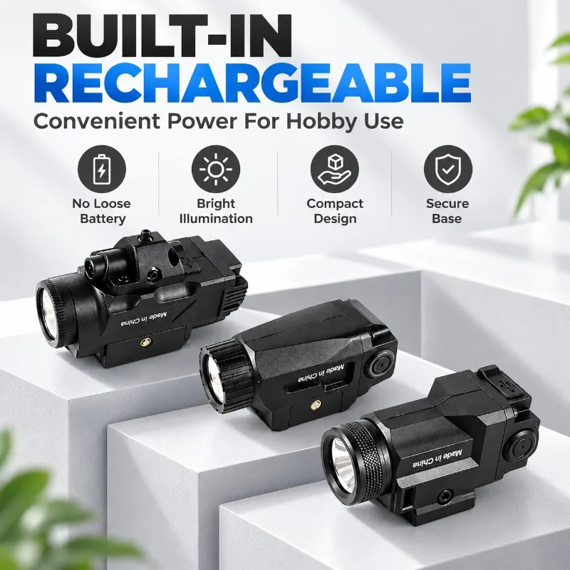WL14 Hobby Flashlight, Under Rail High Lumen Light with Built-in Rechargeable Battery for 20mm Rail