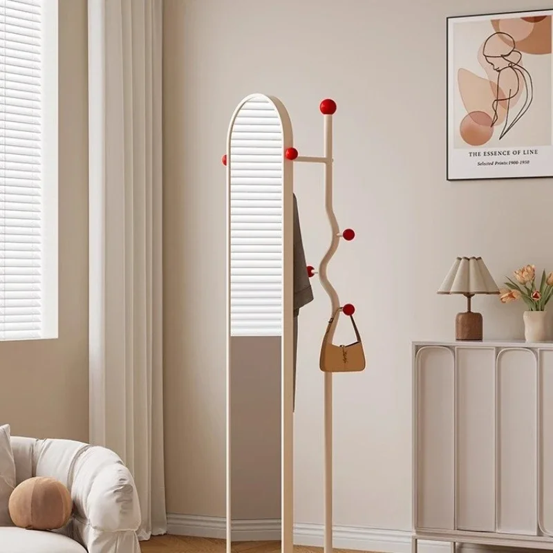 

Full-length mirror floor-to-ceiling cream wind rotating household bedroom full-length mirror integrated coat rack