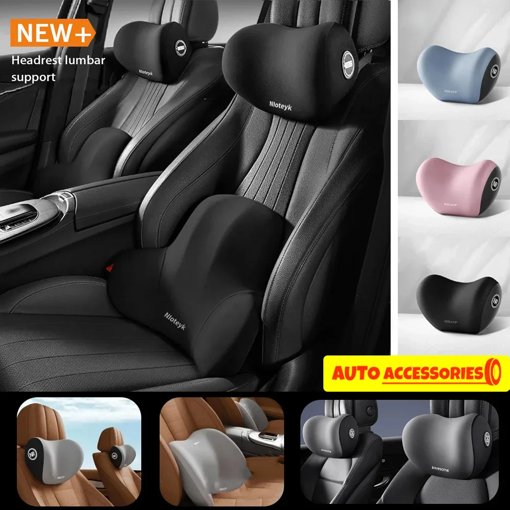 Car Universal Headrest Lumbar Memory Foam Cervical Lumbar Support Car Headrest Backrest Pillow Office Car Interior Accessories