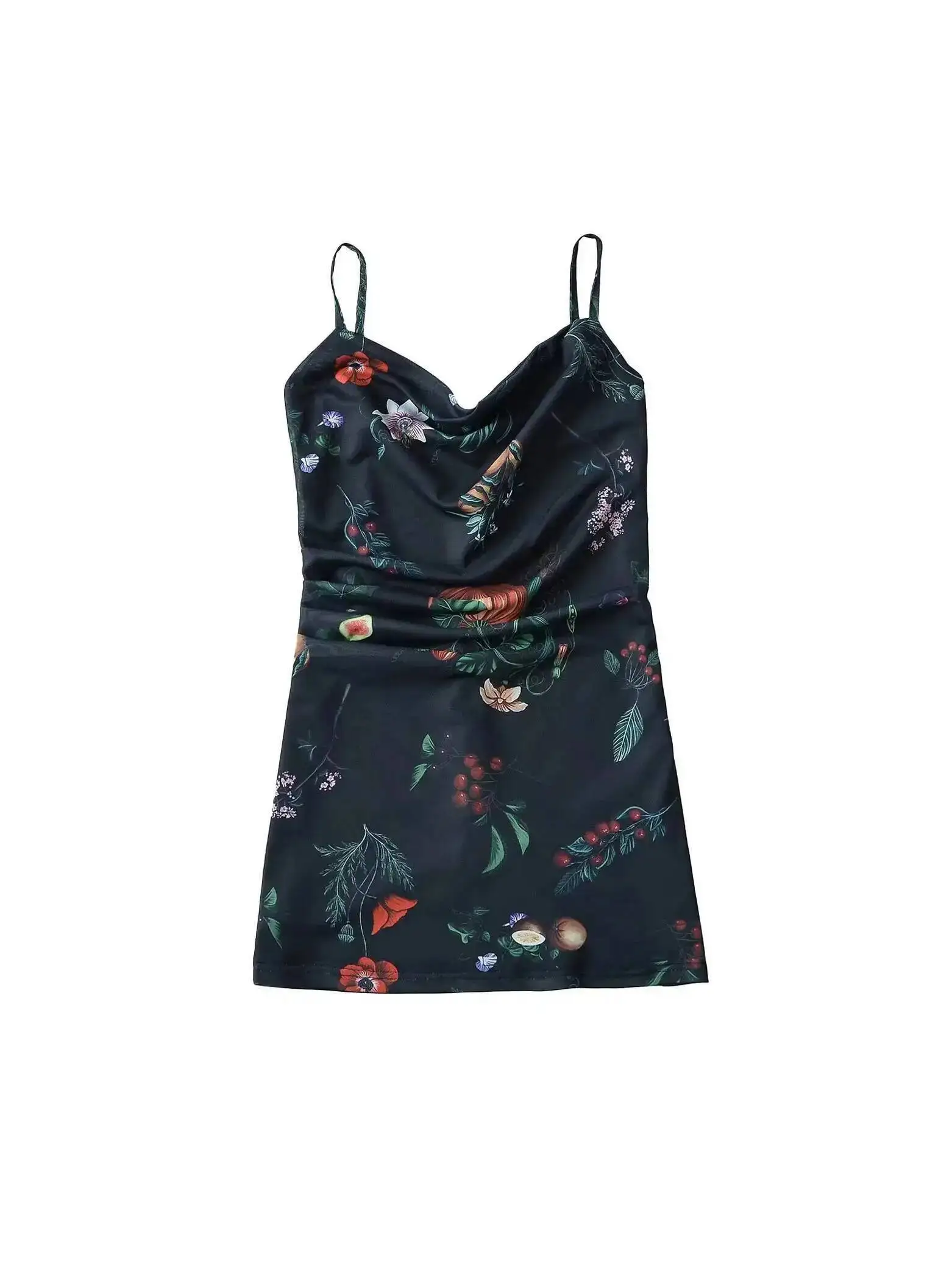 Beach Vacation Style Black Floral Suspender Dress Elegant For Women's Summer 2025 New Slim Short Sweet Tank Mini Dress Tops 6WEF