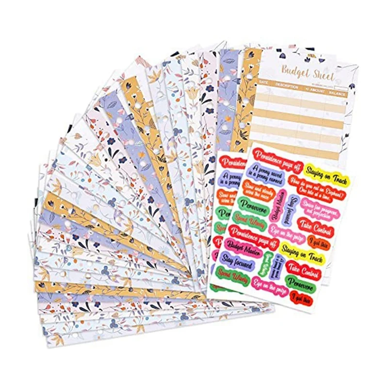 Top-24Pcs Expense Budget Sheet Can Be Used As A Budget Sheet For A6 Binder, An Expense Tracker For Cash Envelope Wallet