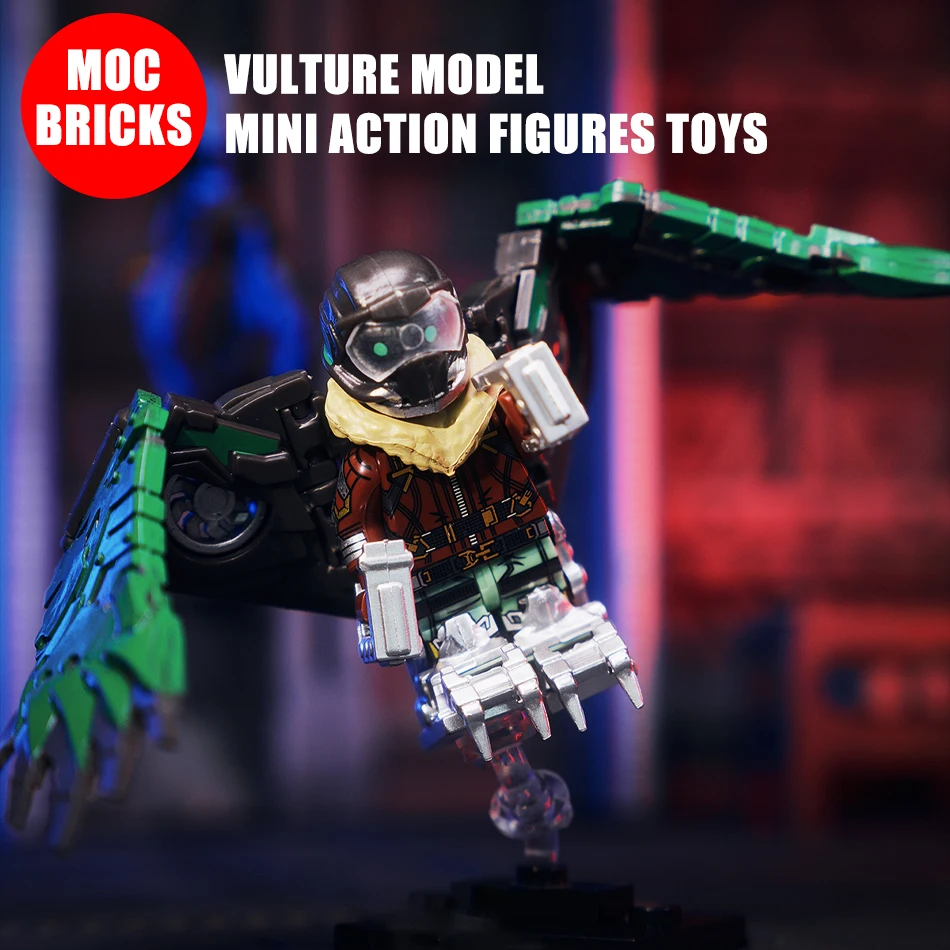 

MOC Bricks Super Vulture Man Строительные блоки с качающимися крыльями Фильм Комиксы Герои злодея Фигурки Игрушки Дети Мальчики Подарки
