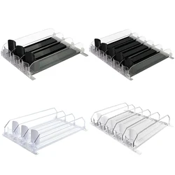 Drink Organizer Dispenser Spring Push Canned Beverage Push Rack Adjustable Width Storage Shelf E-shaped Glide for Refrigerator