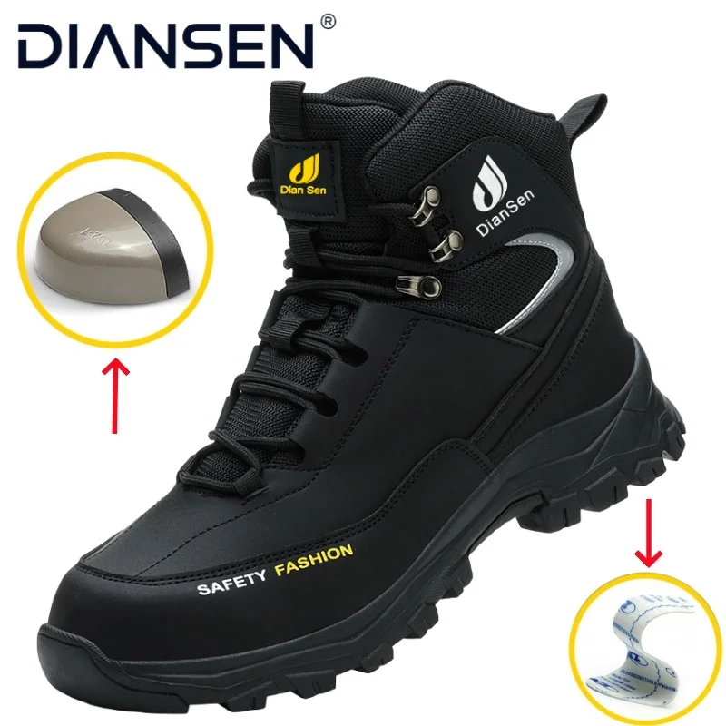 

Водонепроницаемые мужские защитные ботинки, обувь со стальным носком, противоударная, противопрокольная рабочая обувь, защитная обувь, неразрушимые черные ботинки