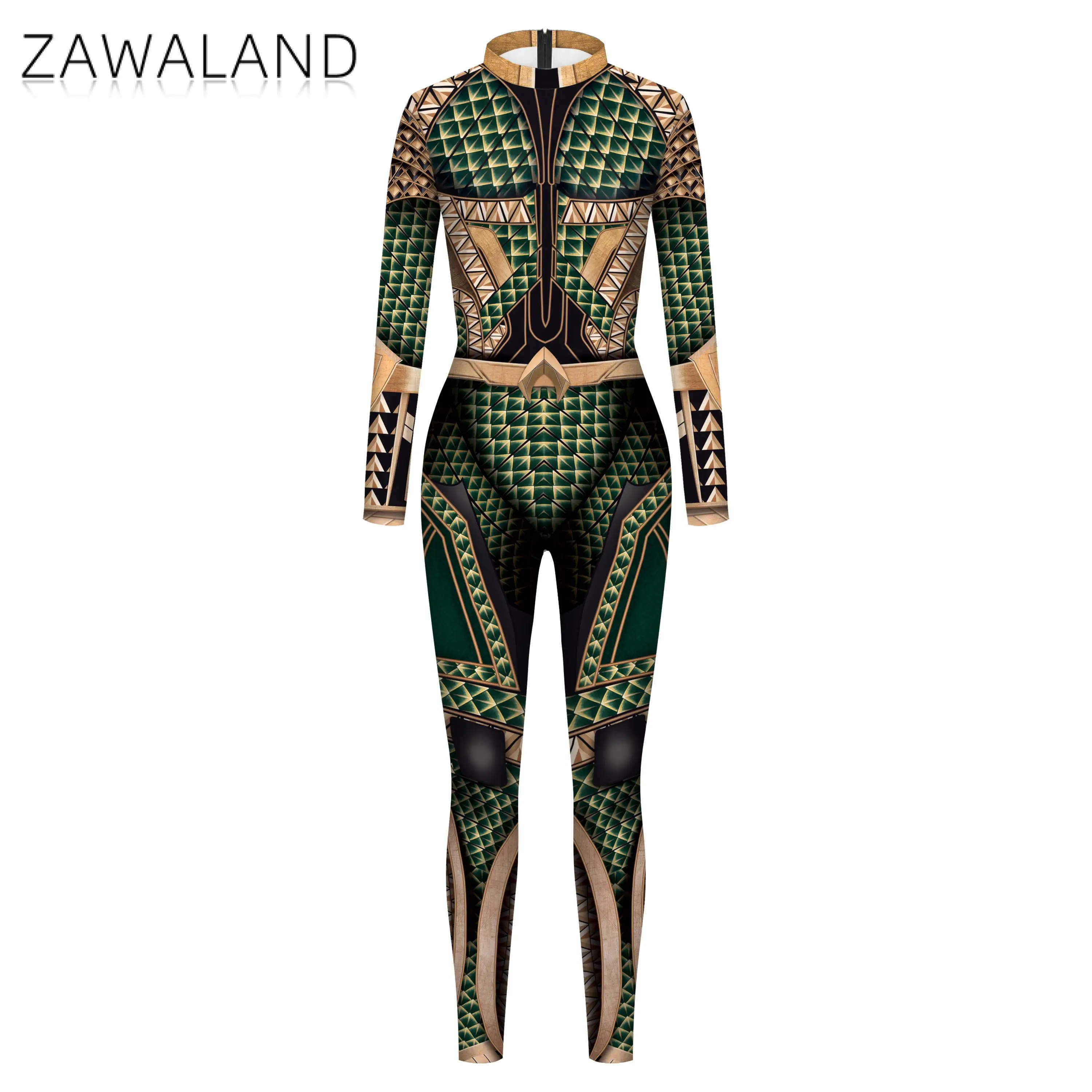 Zawaland-Mono de Cosplay de Halloween para hombre, mono Zentai con estampado 3D de película, Catsuit elástico de licra, ropa de manga completa