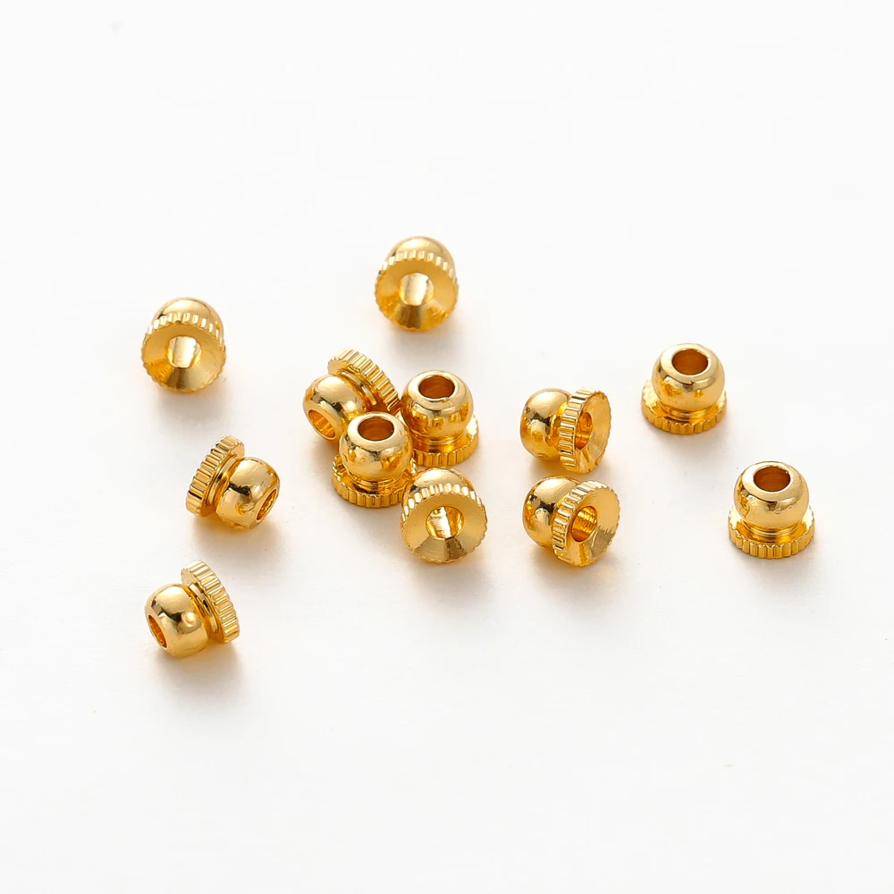 20/50Pcs 3x4mm 14K/18K Gold Color Brass Beads Caps Jewelry Necklaces Earrings Bracelets Making Supplies Diy Findings Supplies