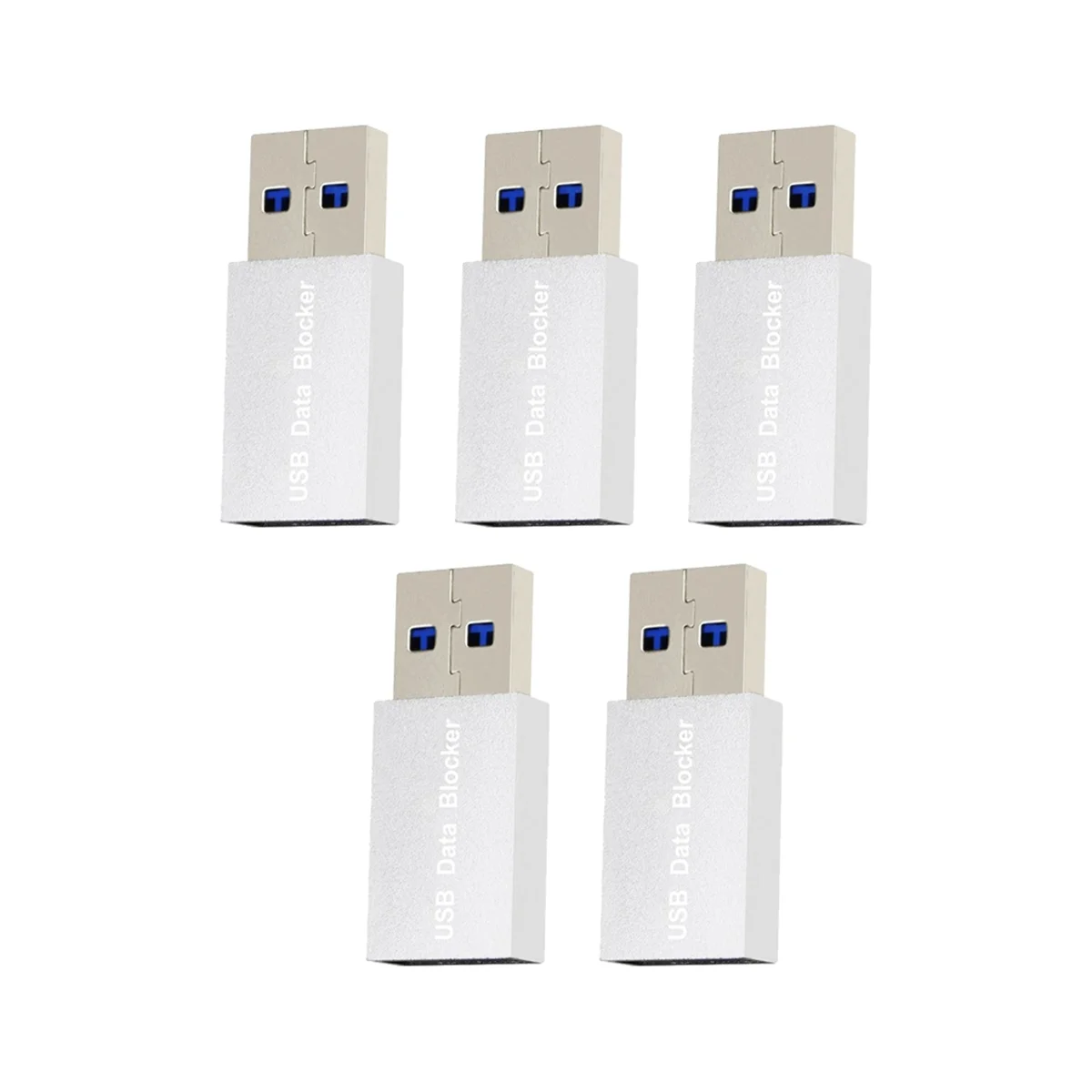 5PCS USB Data Blocker Charge-Only USB Blocker Adapter for Blocking Data Sync Protect Against Juice Jacking Silver