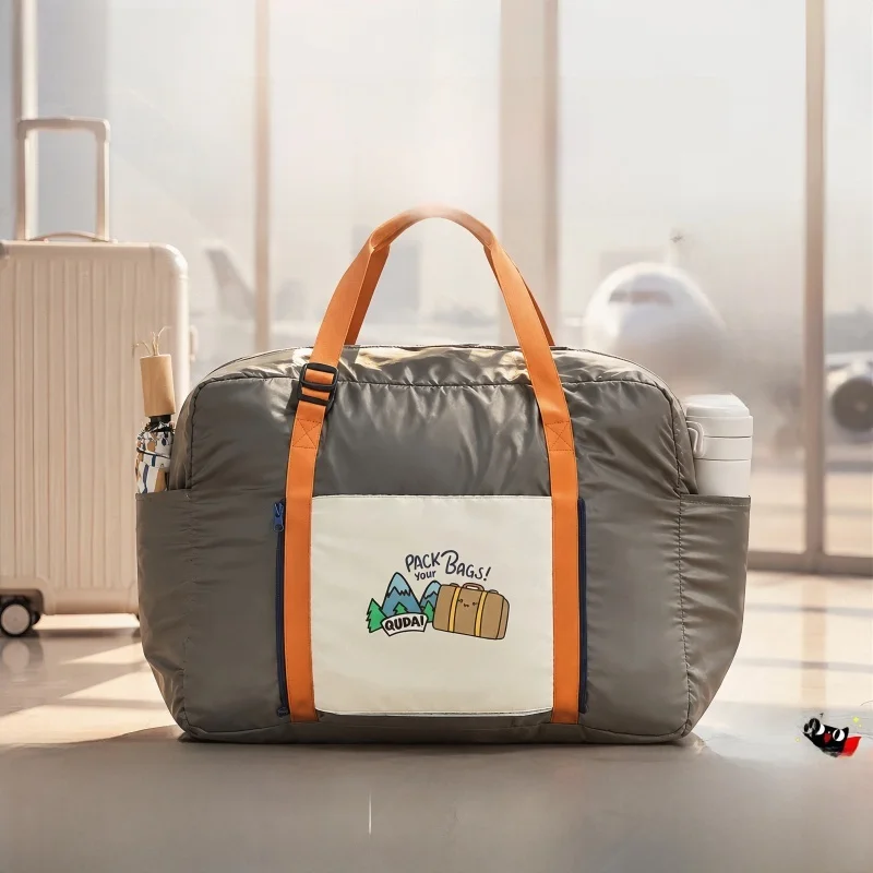 portable-short-trip-travel-bag-women's-handheld-outdoor-large-capacity-luggage-bag-foldable-polyester-cartoon-design