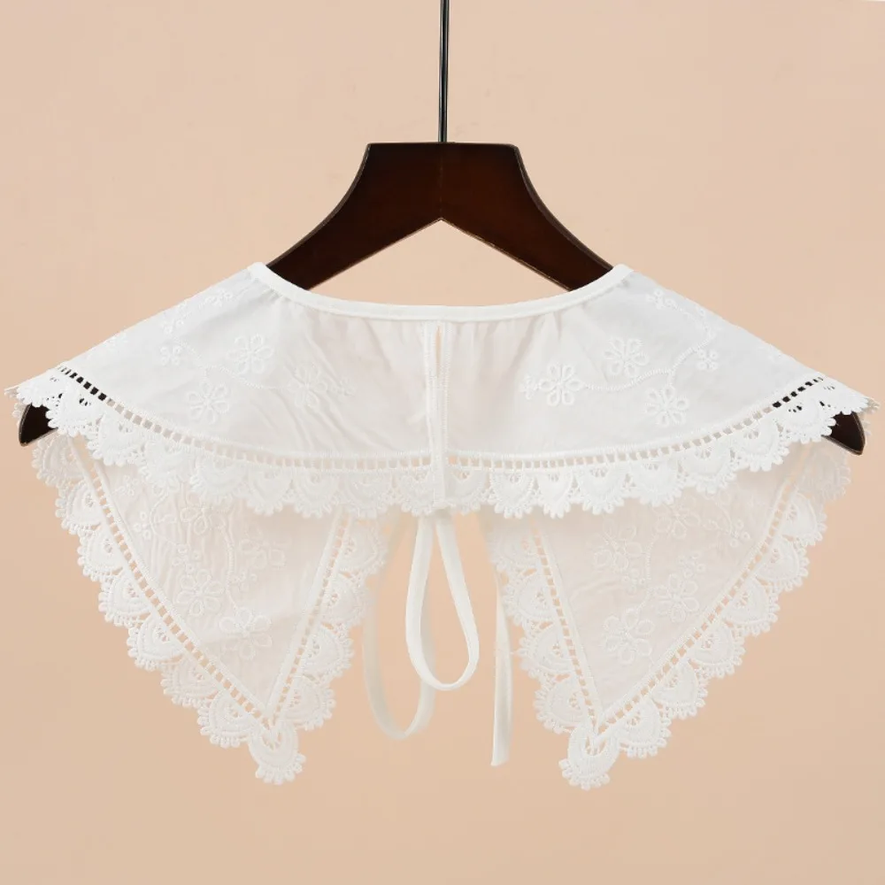 Blusa de cuello falso de encaje blanco de estilo japonés para mujer, cuello desmontable, accesorios de ropa, cuello de camisa Vintage para mujer