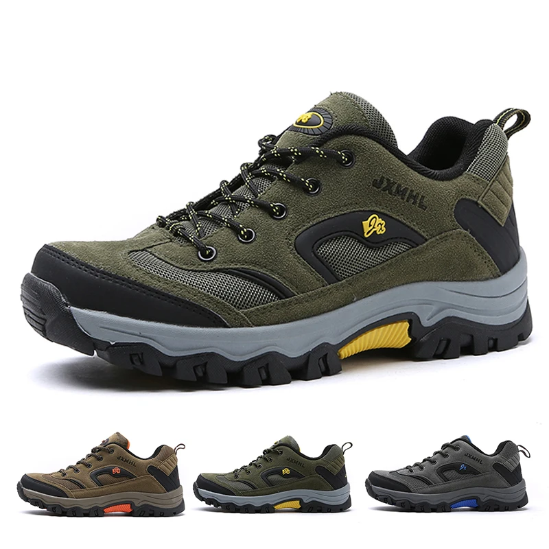 

JXMHL Men Hiking Shoes Suede Leather Outdoor Shoes Wear-Resistant Men Hiking Hunting Tactical Sports Shoes