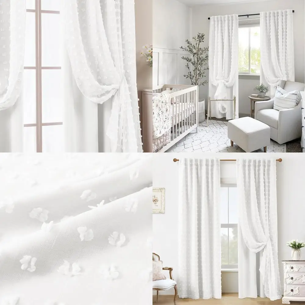 

Floor-to-Ceiling Boho Style Sheer White Curtains for Open Closets, 96 Length