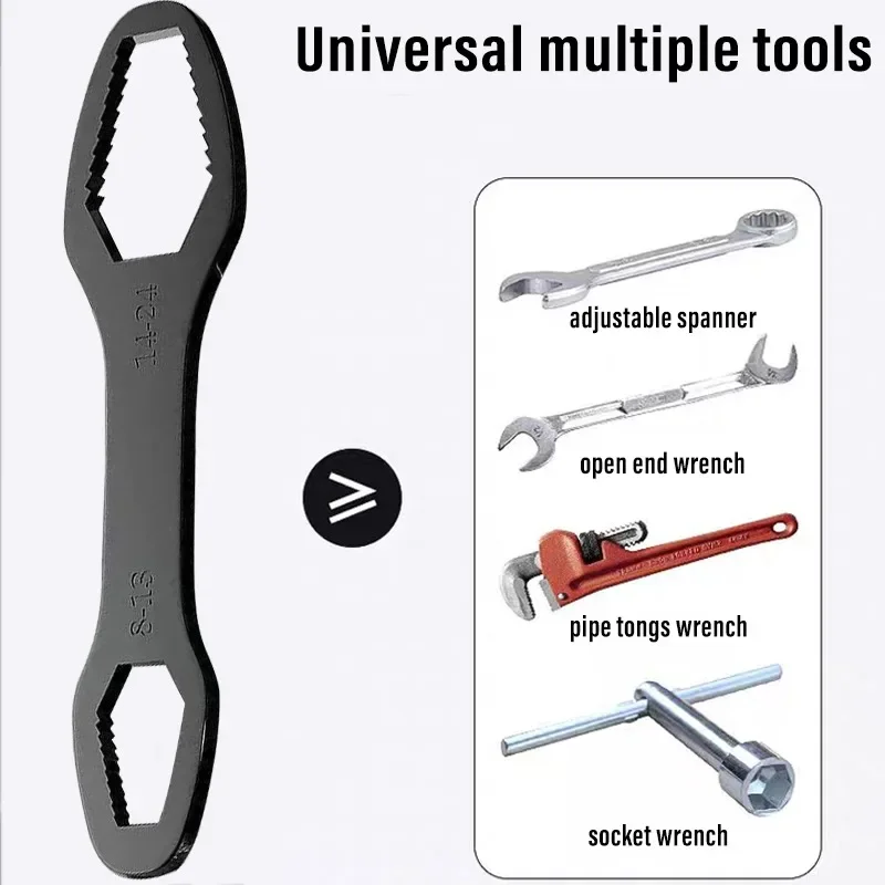 1pc Universal Double Ended Wrench, Self-Tightening 3-17mm Screw Nuts Repair Wrench, Double-Headed Ratchet Spanner, Adjustable
