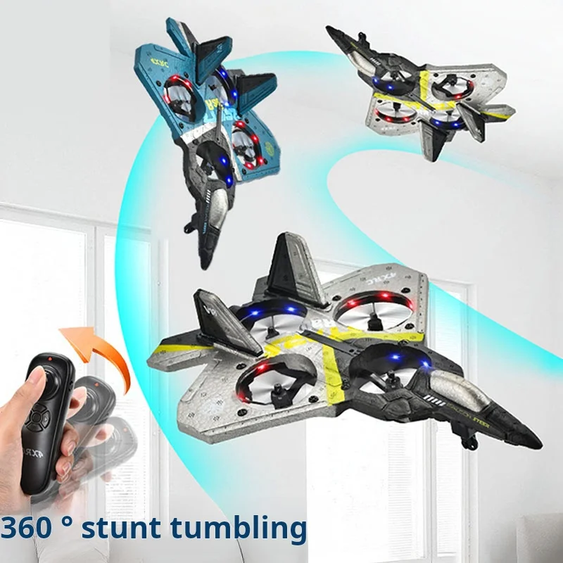 V18 Children\'s Remote Control Aircraft Stunt Gravity Sensing Fighter Foam Drop Resistant Charging Four-axis Drone Toy