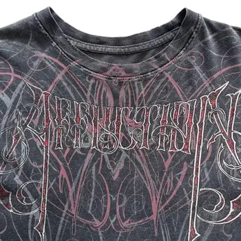 復古水洗頹廢賽博朋克Y2K風格T卹 6 最佳銷售 印尼航運 - №4