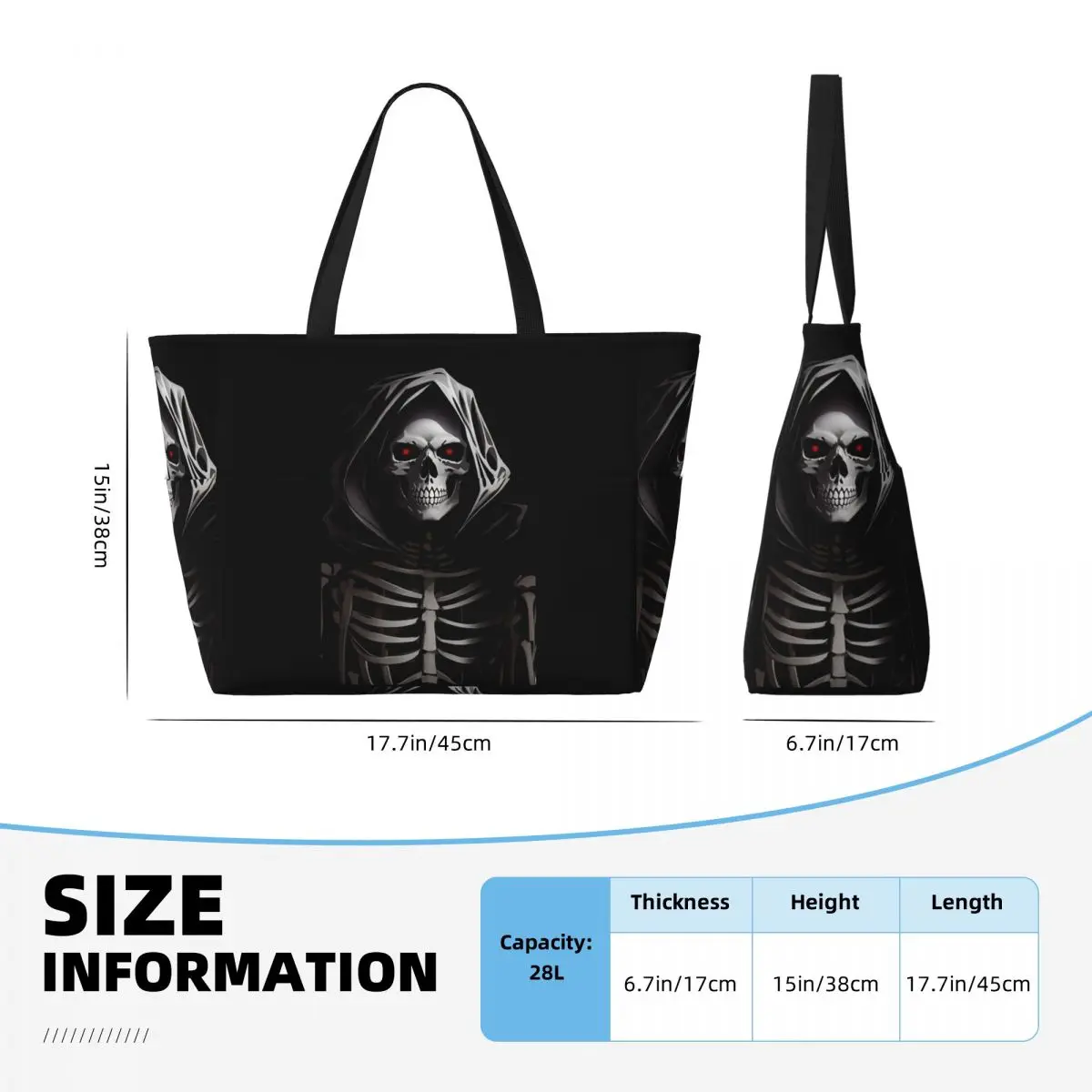 Un raccapricciante Halloween scheletro teschio borsa da spiaggia borsa sportiva palestra yoga borsone grande borsa da viaggio borsa da fitness da donna