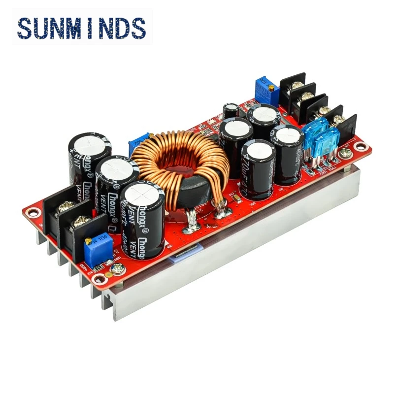 1pcs 1200W 20A DC Converter Boost Step-up Power Supply Module IN 8-60V OUT 12-83V With Heat Sink 1200 W 12V to 24V 48V