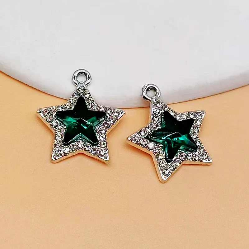 10 pezzi di fascino stella di cristallo placcato argento per gioielli che fanno risultati del braccialetto collana accessori fai da te