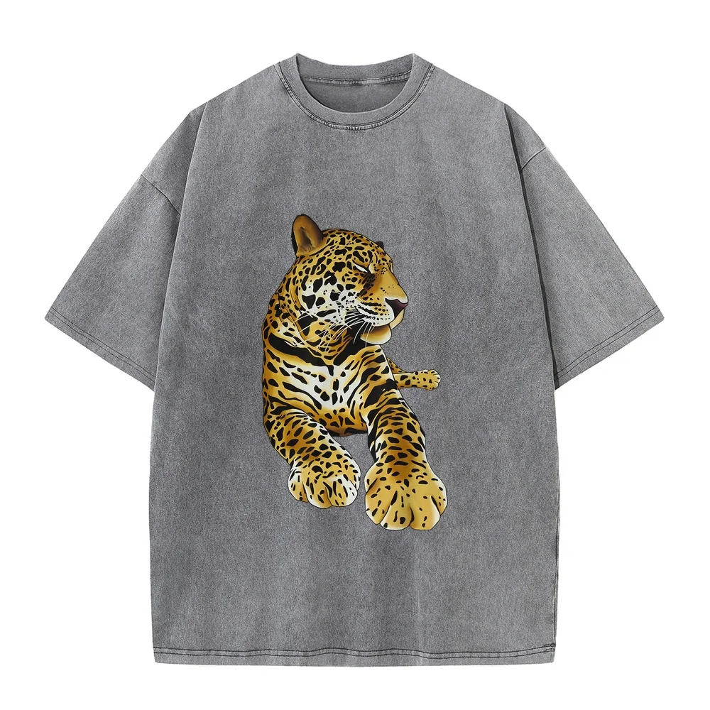 Leopard Jungle Retro Style Print Wild Cat Design T-Shirt Camiseta Hombre Одежда Fashion Design Reviews Men's Clothes Pet Lover