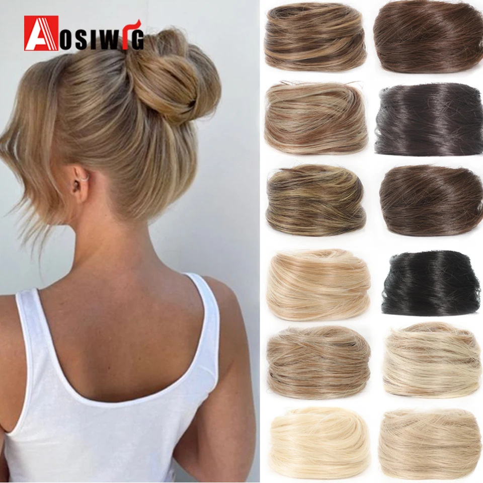 

1PC Synthetic Hair Bun Curly Straight Hair Messy Bun Scrunchies Updo Hair Bands Elastic Band Hairpieces For Women Straight Fring