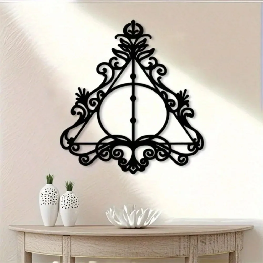 CIFbuy Retro Triangle Mandala Metal Wall Art Exquisite Geometric Pattern Durable Iron Art Game Room Study Home Decor FanOrnament