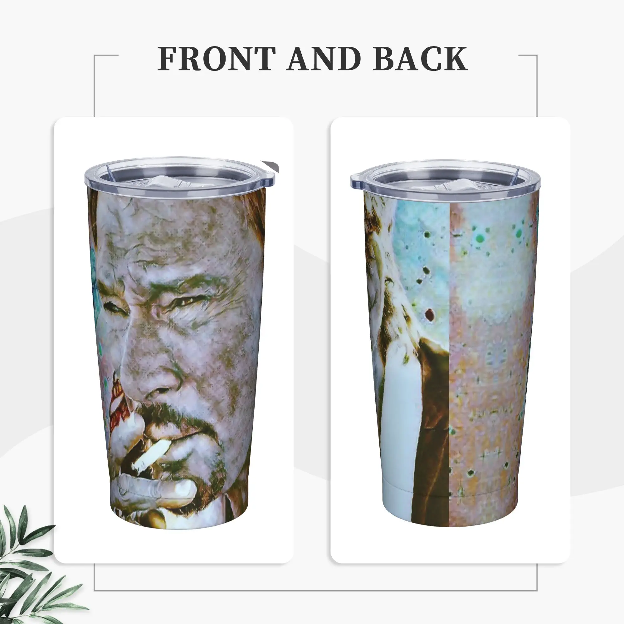 Johnny Hallyday Insulated Tumbler with Lid Rock Music French Singer Vacuum Thermal Mug Outdoor Portable Car Bottle Cup, 20oz