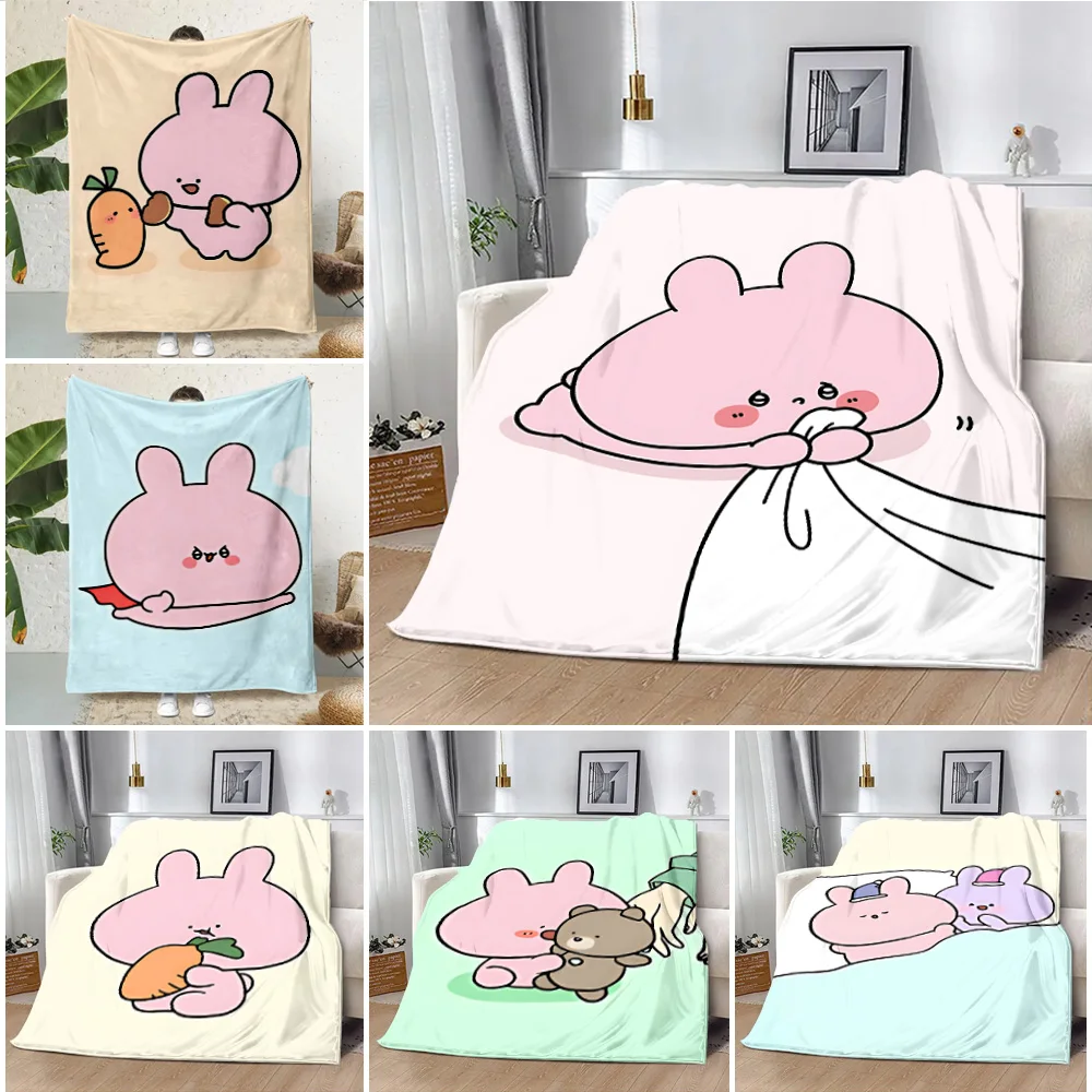 Asamimichaan Asleep Cute Asamimi Square Printed Blanket Picnic Blankets Warm Blanket Soft and Comfortable Blanket Home Travel