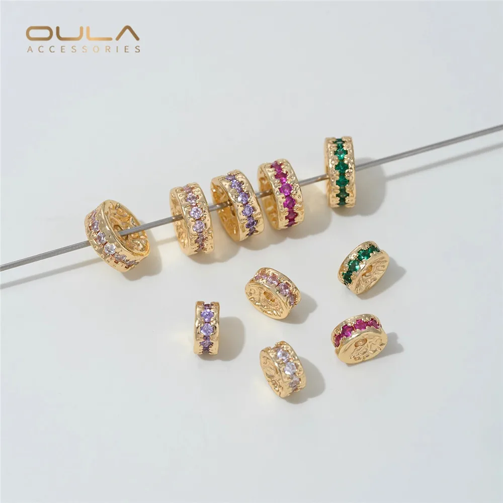 

1PCS 14K Gold-encrusted Zircon Spacers, Wheel Beads, Handcrafted Crystal Diy Bracelet, Necklace, String Pearl Jewelry Accessorie