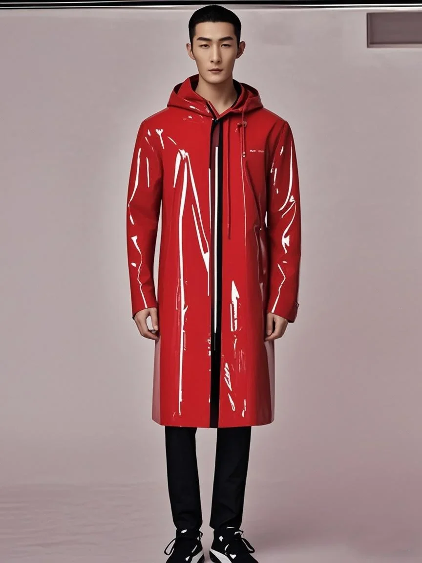 

Длинная ветровка из латекса ручной работы, униформа для косплея, полностью ручной работы