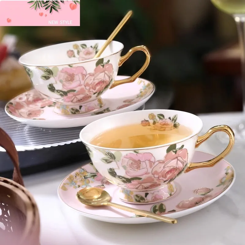 

French floral luxury bone china coffee cup set,Porcelain tea sets,Afternoon Tea Party,Home Tableware teacup