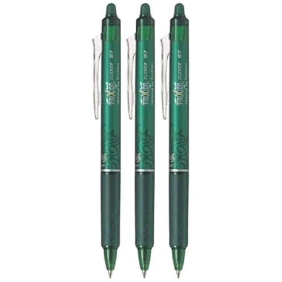 

FriXion Ball Clicker Retractable Erasable Gel Pen, Fine Point, 0.7mm, Green Ink, 3 Count