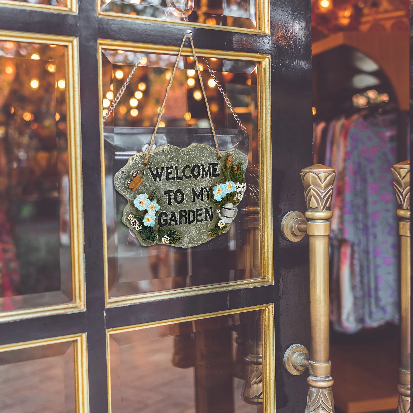 

Garden Decoration Bird Resin Sign Hanging Wreath Vintage Door Plaque Welcome Board Outdoor Wall Decor Home Office Shop Cafe