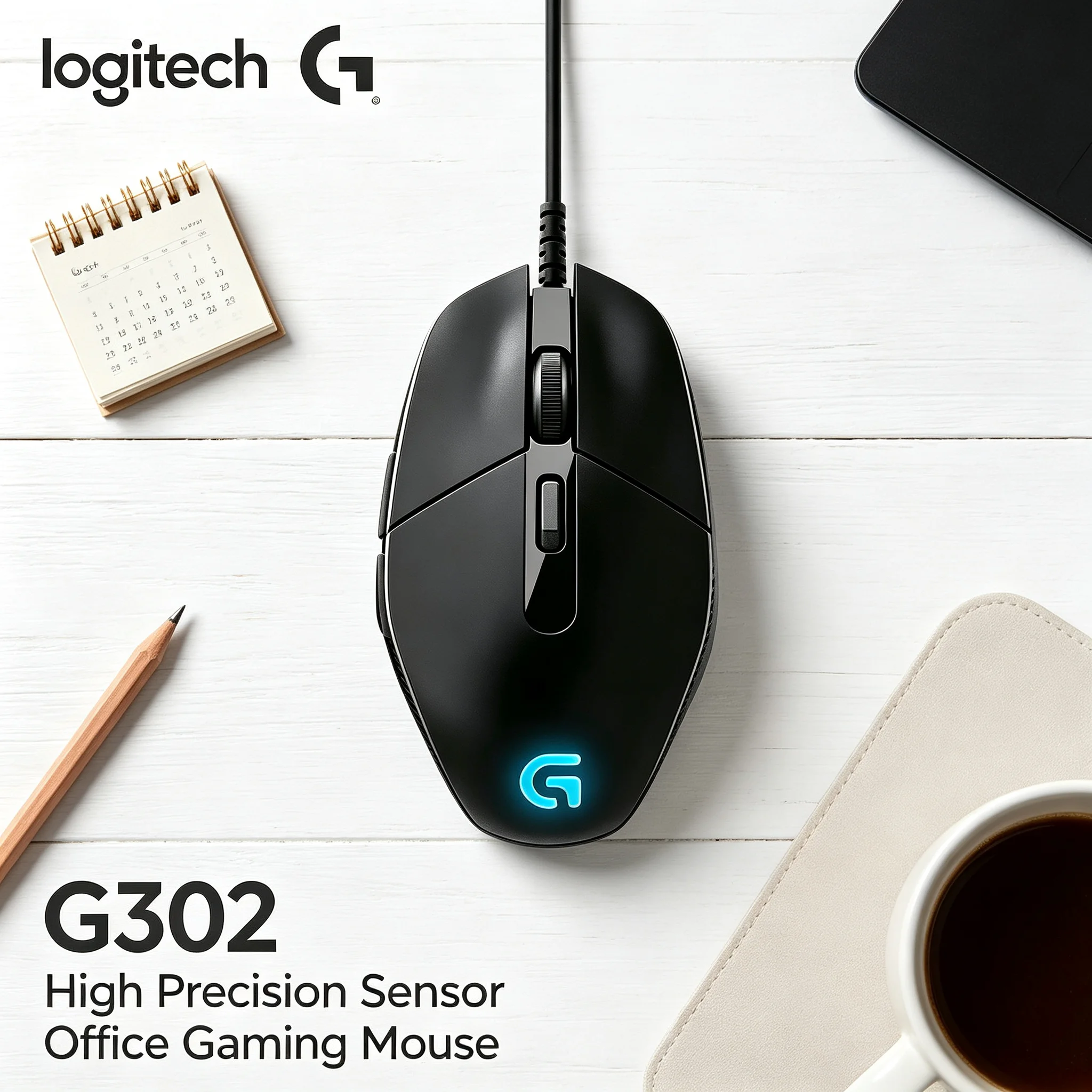 Logitech G302 Daedalus Prime Wired Mouse Tactile Scroll Wheel USB Gaming Mice for CS2 Valorant Fortnite MOBA FPS Desktop Laptop