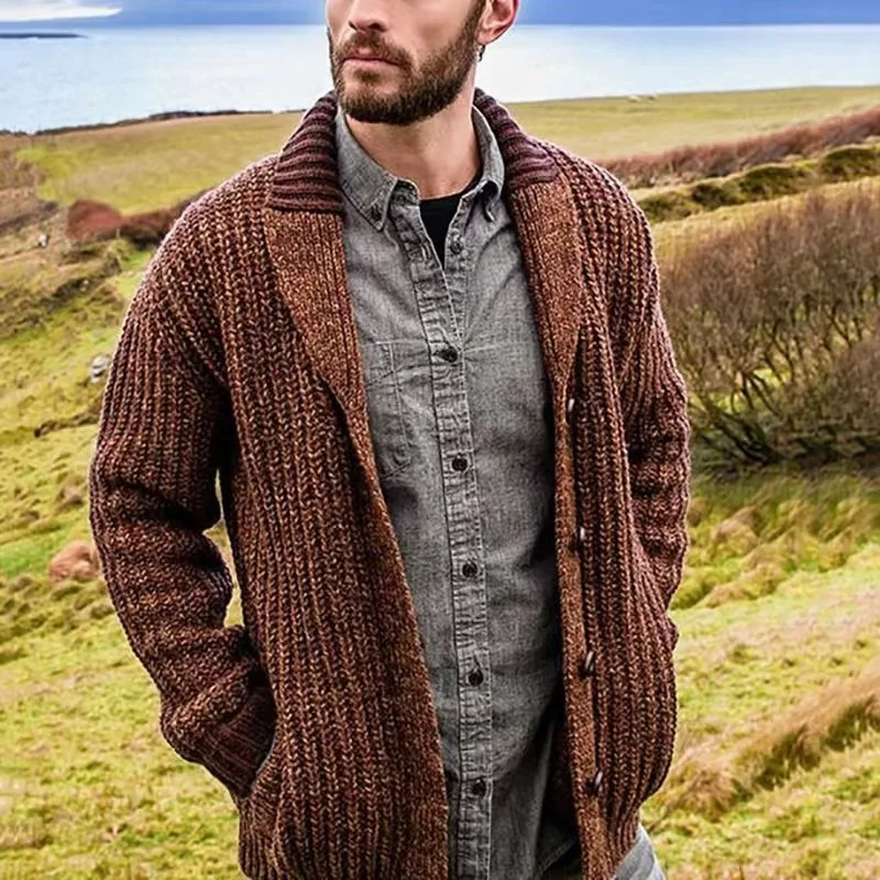 

Men's Knitwear Cardigan Long Sve Slim Fit Pure Color Sweater Outerwear Autumn Winter Thiened Knitted Sweater Coat