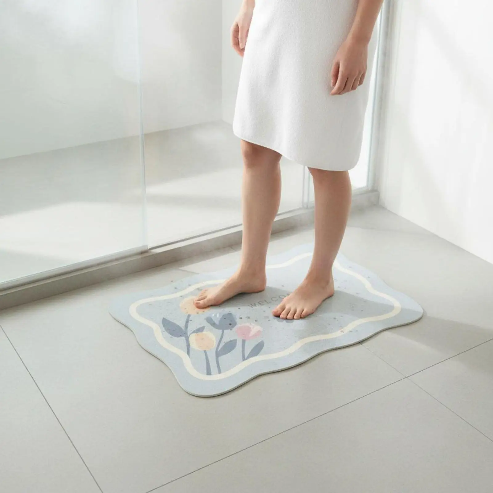 Quick Dry Bathroom Carpet Absorbent Non Slip Diatomite Rug Soft Microfiber Mat for Bathroom Floor